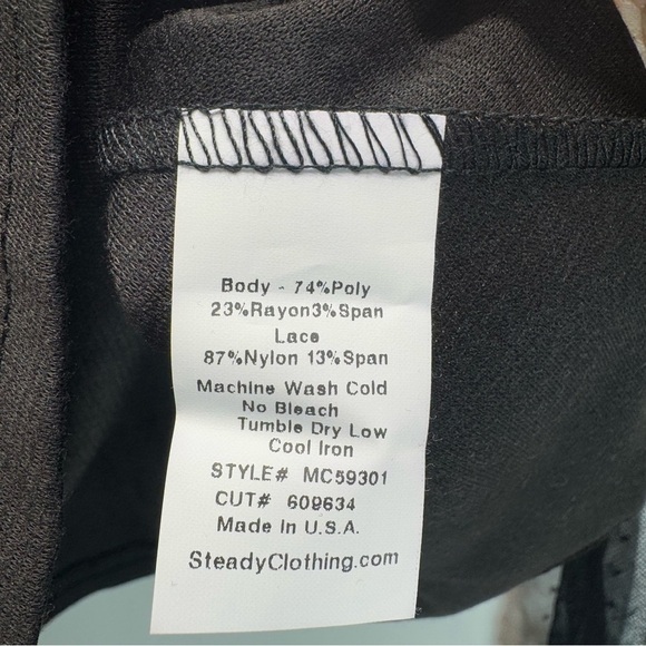 Black Sheer Polka Dot Lace Peplum Top Sweetheart Bodice Rockabilly Rock Steady - Picture 9 of 10